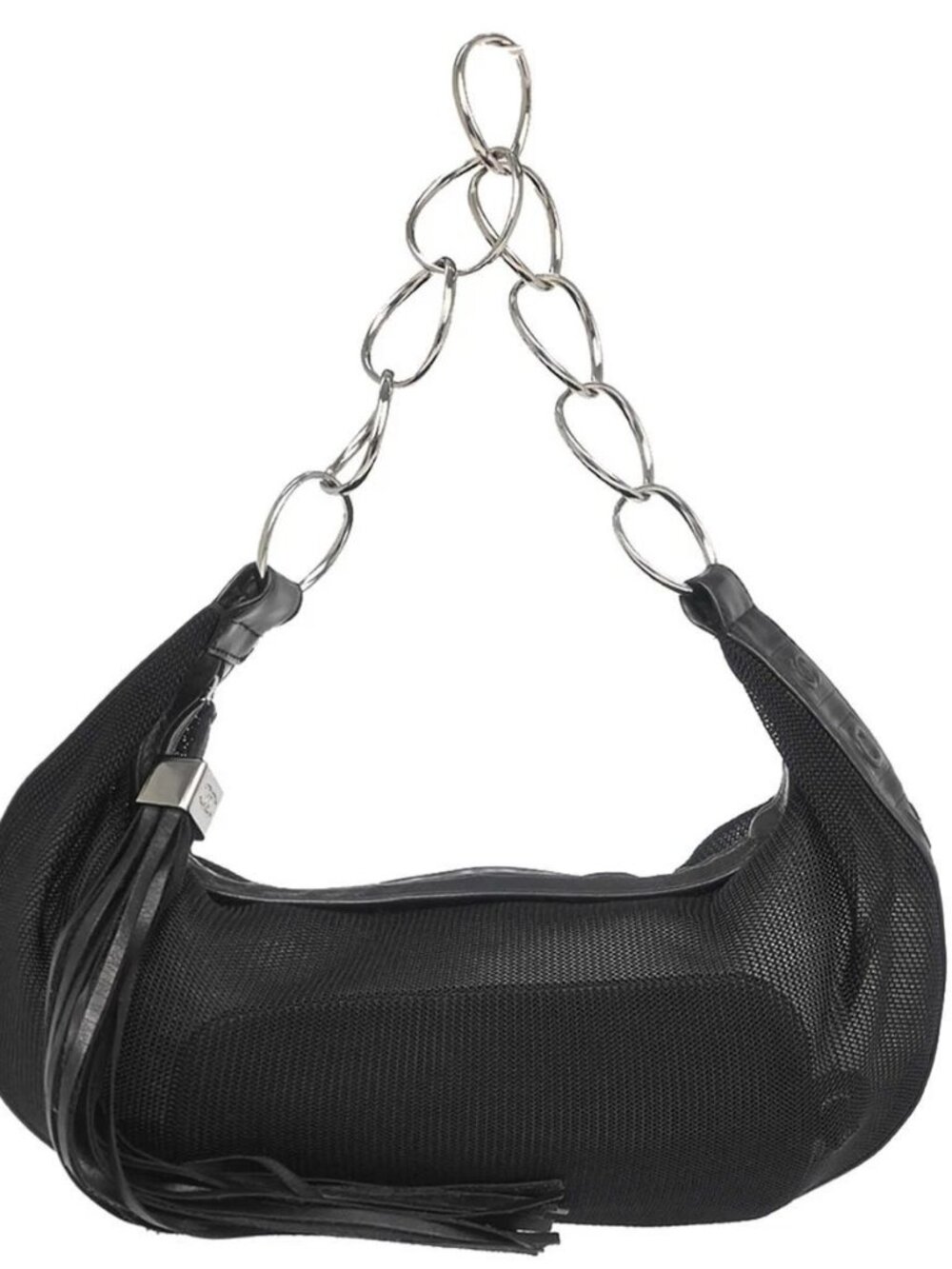 Chanel Black Nylon Mesh Hobo Handbag 196874